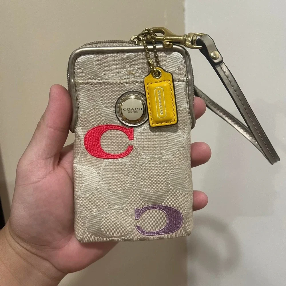 Y2K 2000s Multicolor Embroidered Signature C Monogram Coach Poppy Camera Case